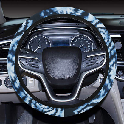 Tie Dye Dark Blue Print Design LKS306 Steering Wheel Cover with Elastic Edge