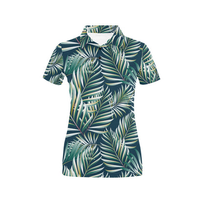 Sun Spot Tropical Palm Leaves hower Curtain Women's Polo Shirt