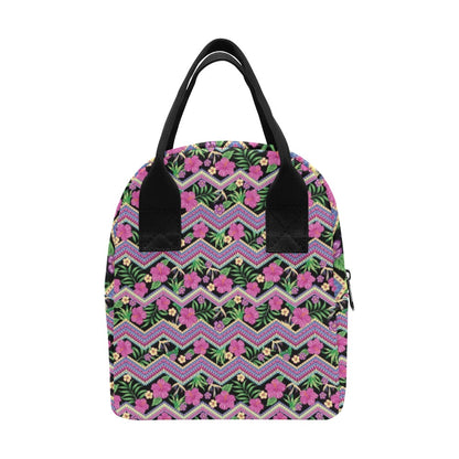 Hibiscus Pink Zigzag Line Pattern Design LKS307 Insulated Lunch Bag