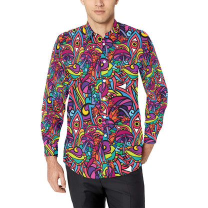 Trippy Print Design LKS302 Men's Long Sleeve Dress Shirt