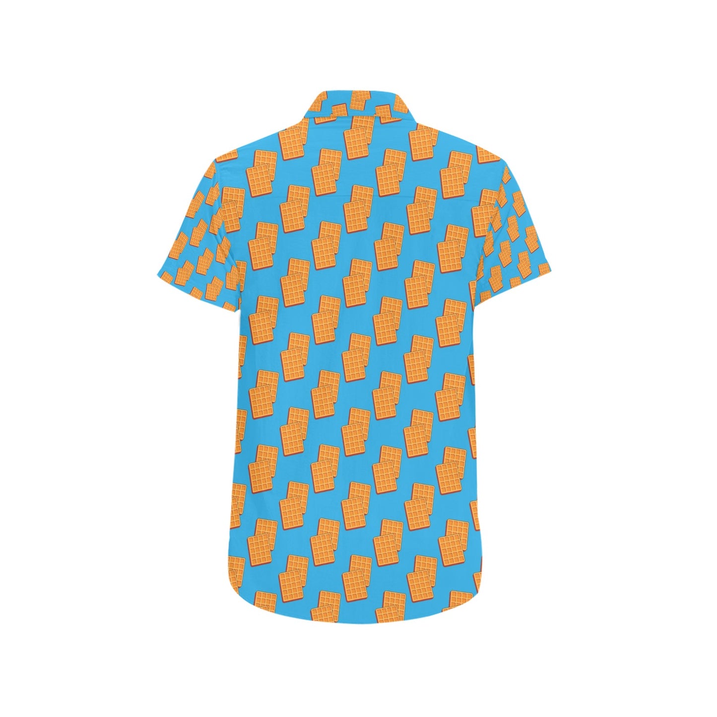 Waffle Print Design LKS304 Men Short Sleeve Button Up Shirt