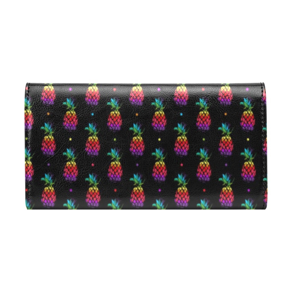 Pineapple Rainbow Dot Print Women's Trifold Wallet