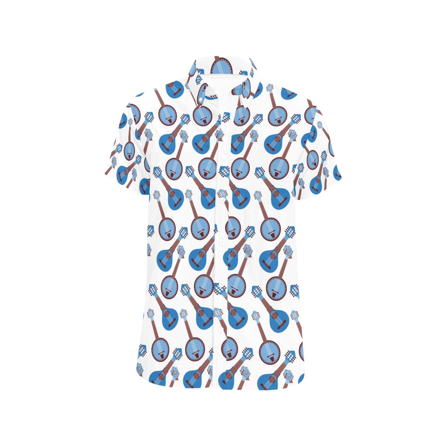 Banjo Print Design LKS401 Men Short Sleeve Button Up Shirt
