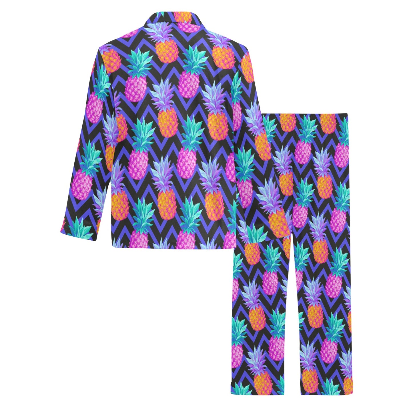Pineapple Color Art Pattern Men's Long Pajama Set