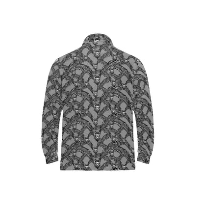 Bat Pattern Print Design 04 Long Sleeve Polo Shirt For Men's