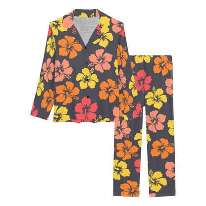 Hibiscus Pattern Print Design HB024 Women's Long Pajama Set