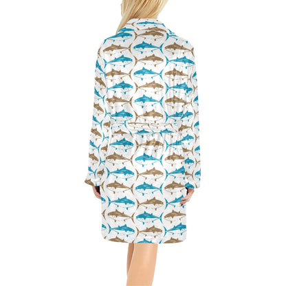 Tuna Fish Print Design LKS301 Women's Fleece Robe