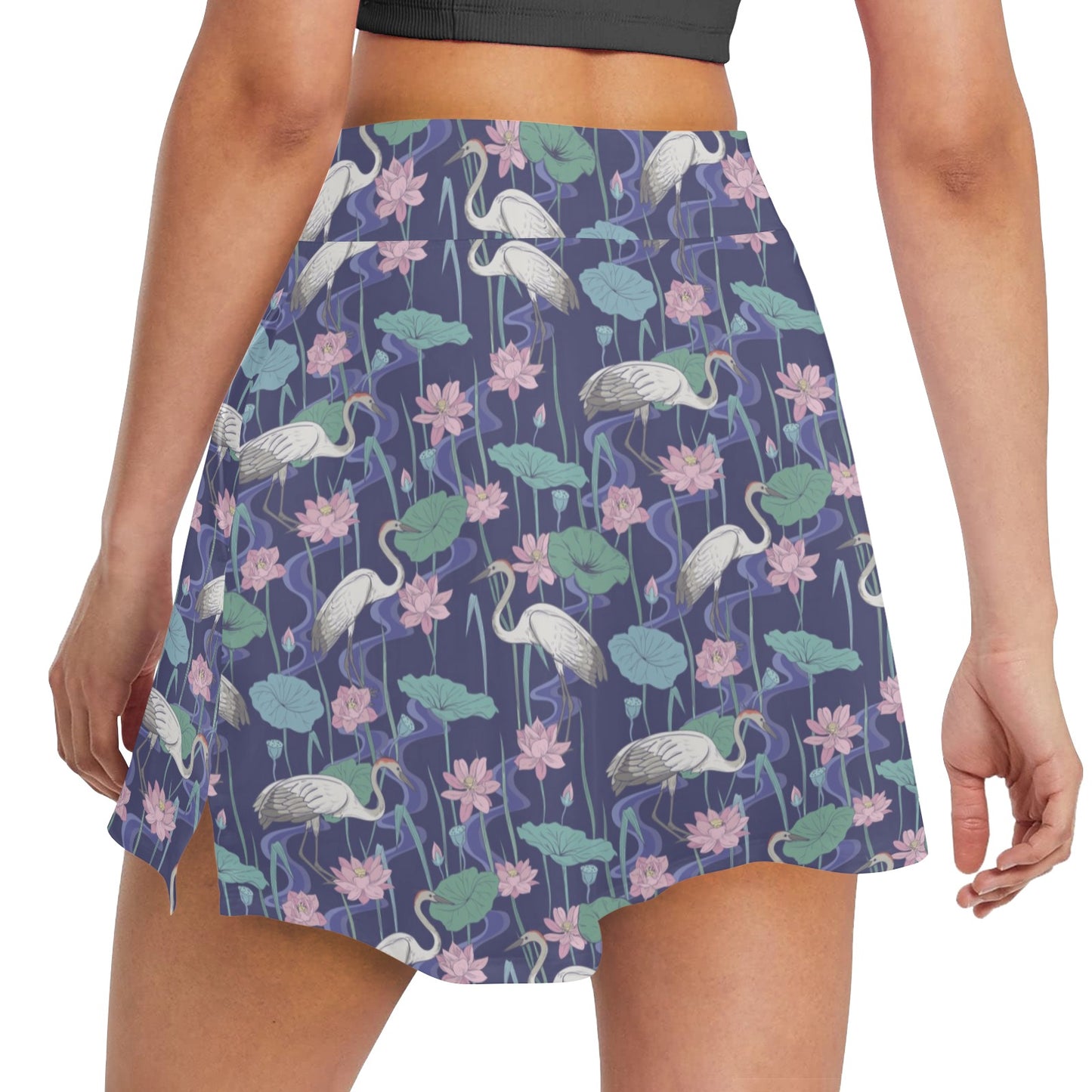 Water Lily Print Design LKS306 17" Golf & Pickleball Skort with Pockets