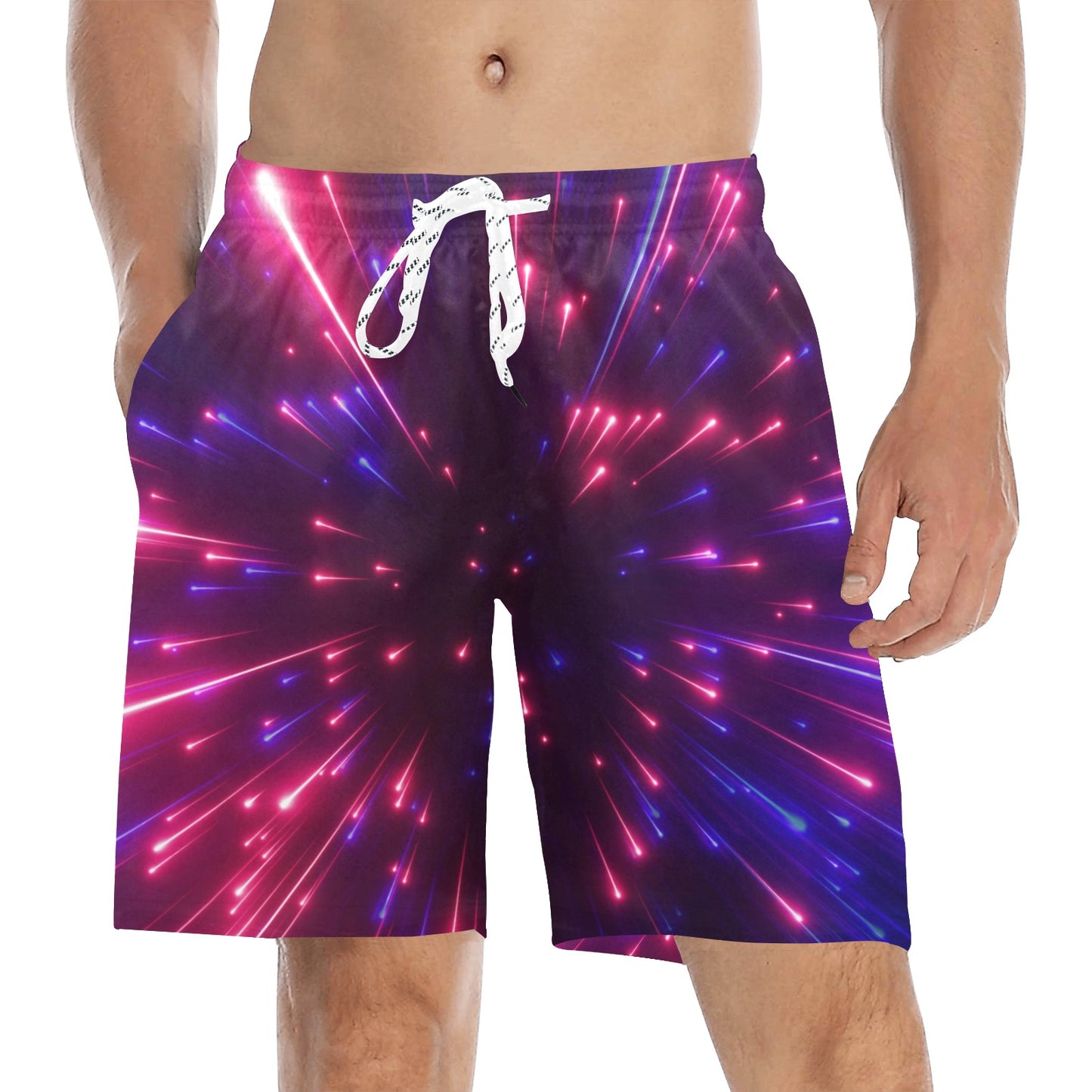 Celestial Purple Blue Neon Speed Light Men's Swim Trunks Beach Shorts