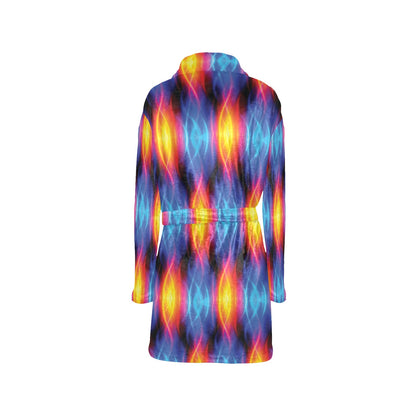 Flame Fire Blue Design Print Women's Fleece Robe