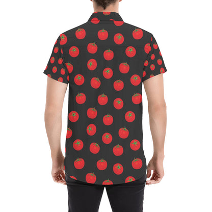 Tomato Print Design LKS305 Men Short Sleeve Button Up Shirt