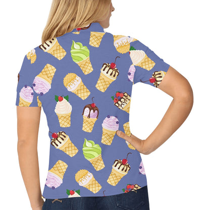 Ice Cream Pattern Print Design IC03 Women's Polo Shirt