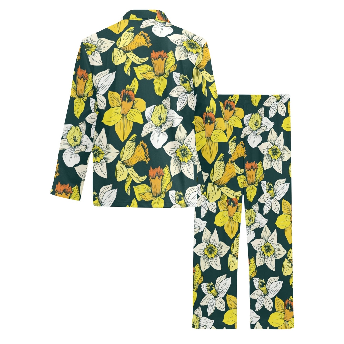 Daffodils Pattern Print Design DF02 Men's Long Pajama Set