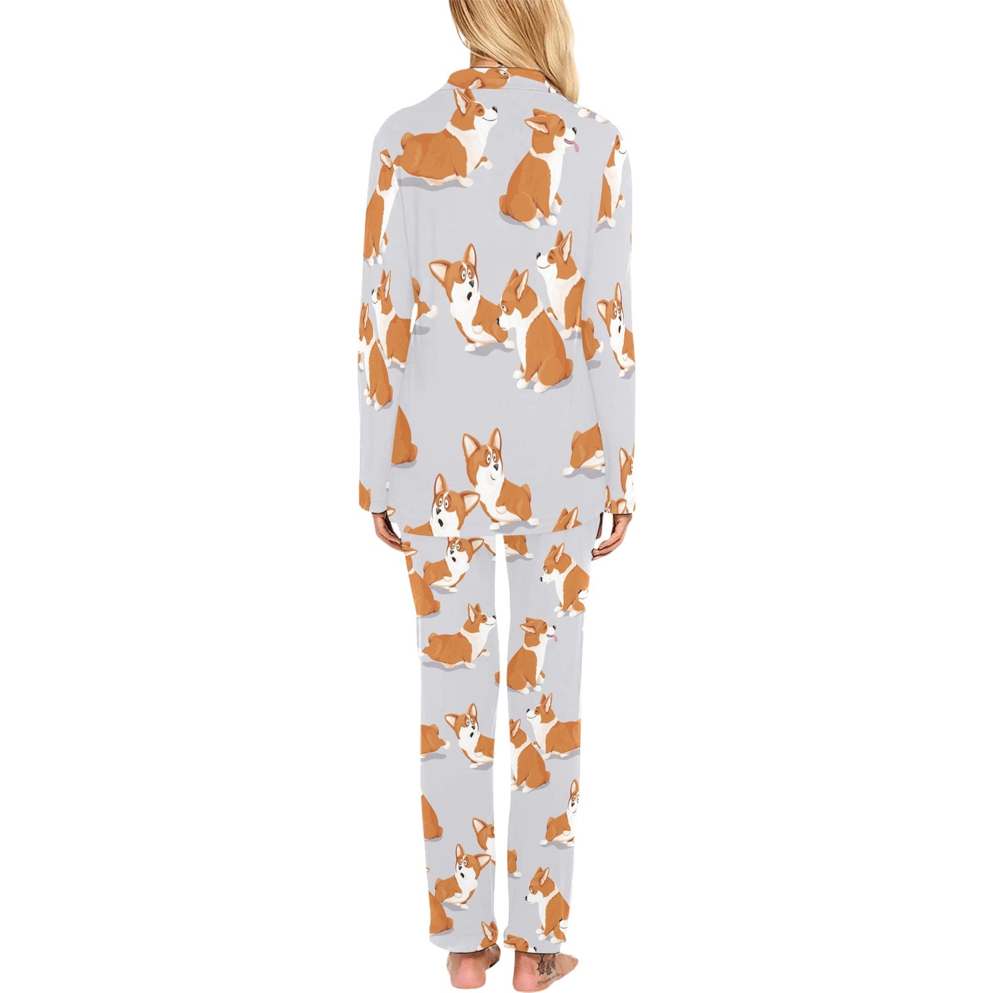 Pembroke Welsh Corgis Pattern Print Design A04 Women's Long Pajama Set