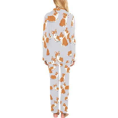 Pembroke Welsh Corgis Pattern Print Design A04 Women's Long Pajama Set