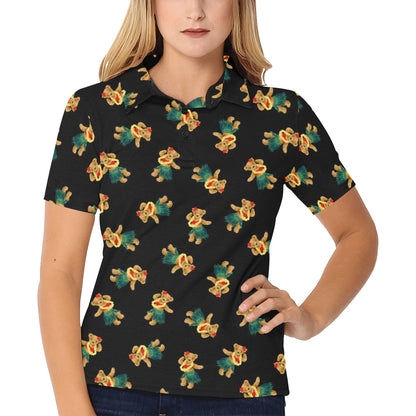 Hula Bear Pattern Print Design 06 Women's Polo Shirt