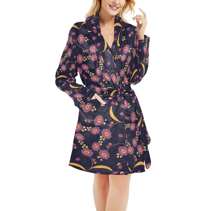 Anemone Pattern Print Design AM012 Women's Fleece Robe