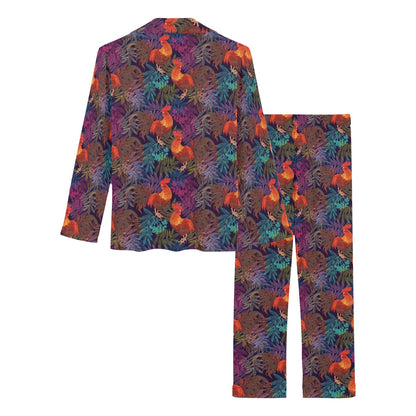 Rooster Print Style Women's Long Pajama Set