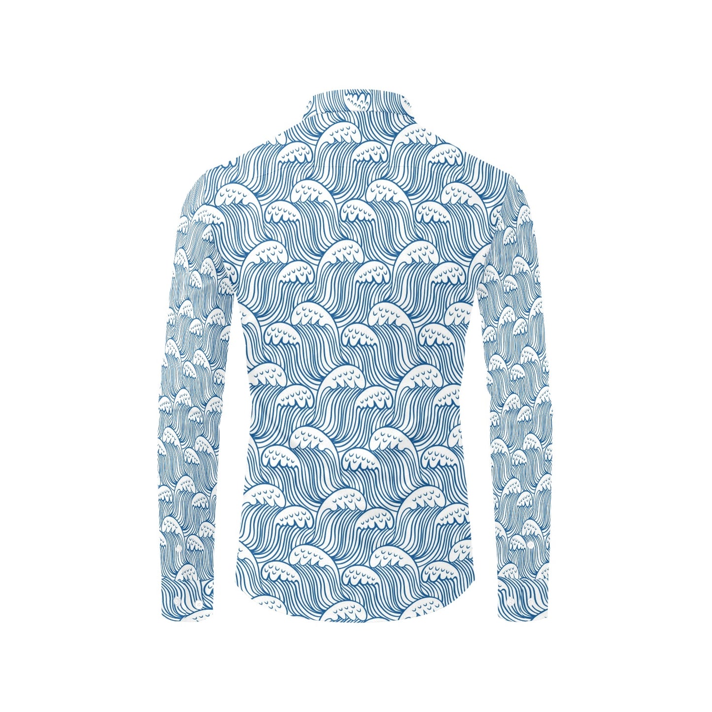 Wave Print Design LKS306 Men's Long Sleeve Dress Shirt