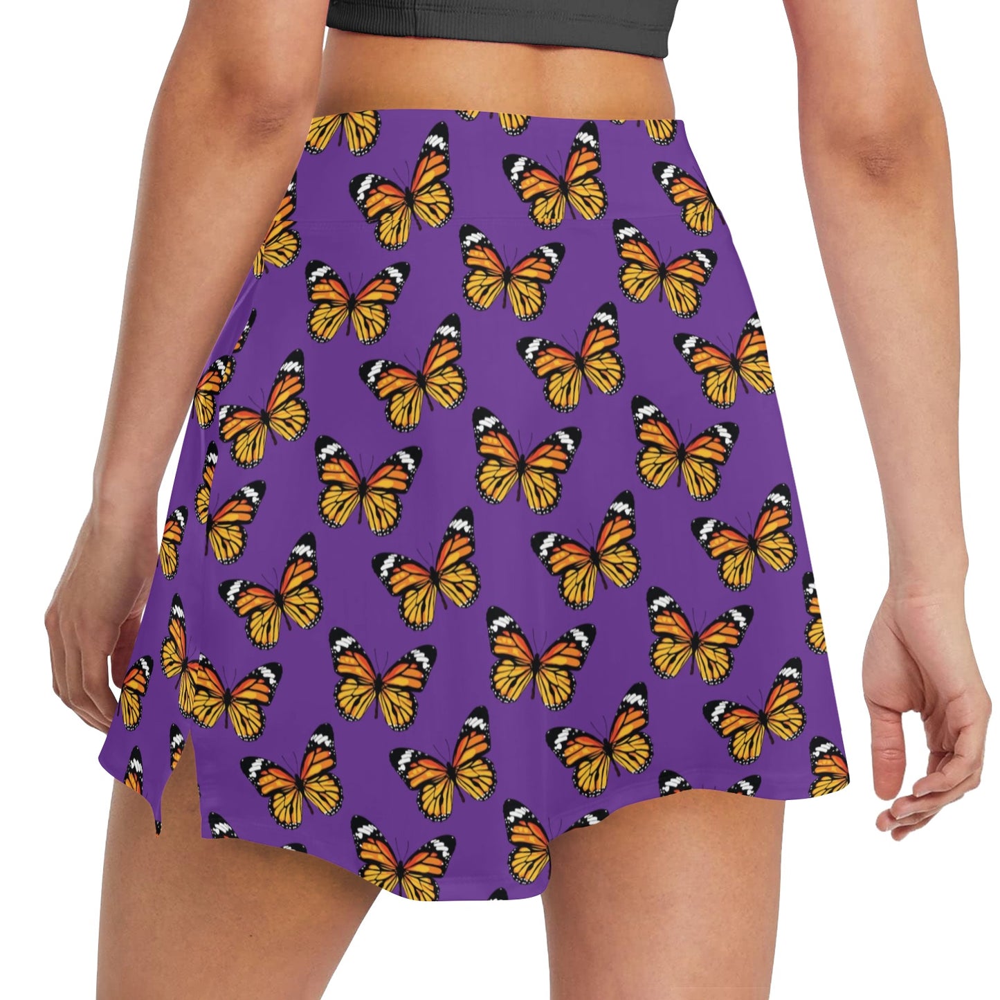 Monarch Butterfly Purple Print Pattern 17" Golf & Pickleball Skort with Pockets