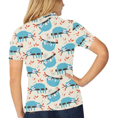 Sloth Print Design LKS3011 Women's Polo Shirt