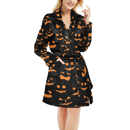 Halloween Pattern Print Design 02 Women's Fleece Robe