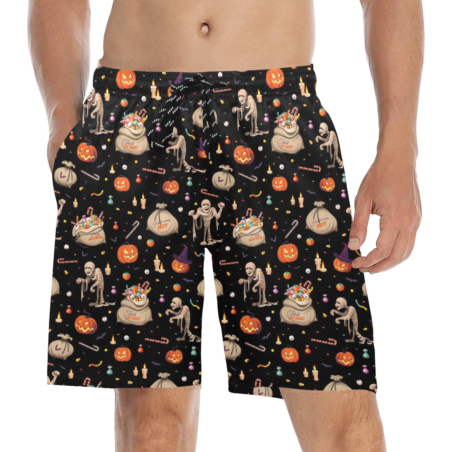 Mummy Halloween Print Design LKS303 Men's Swim Trunks Beach Shorts