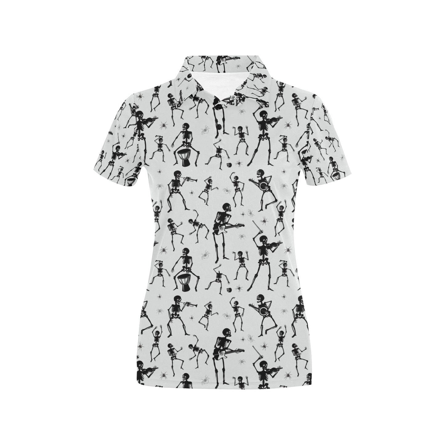 Skeleton Music Player Print Design LKS303 Women's Polo Shirt