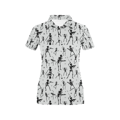 Skeleton Music Player Print Design LKS303 Women's Polo Shirt