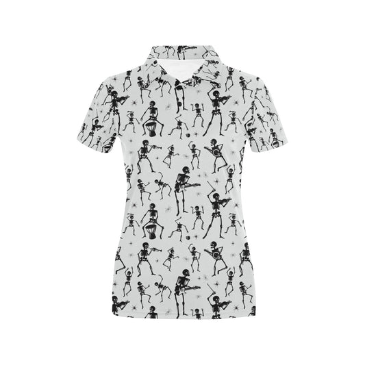 Skeleton Music Player Print Design LKS303 Women's Polo Shirt