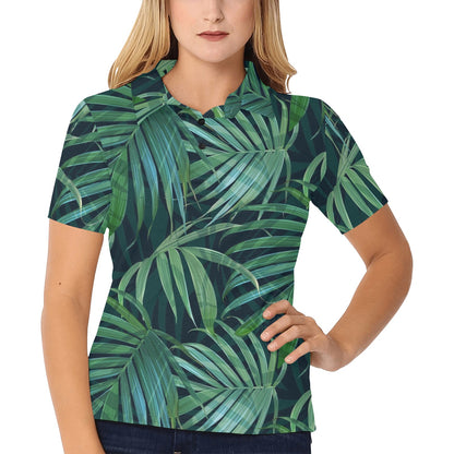 Tropical Flower Pattern Print Design TF011 Women's Polo Shirt