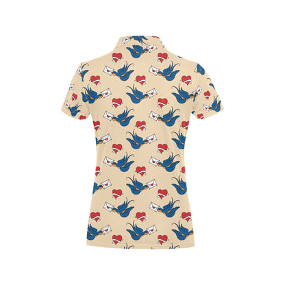 Swallow Bird Pattern Print Design 05 Women's Polo Shirt