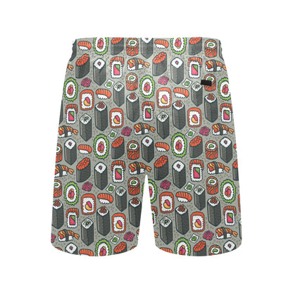 Sushi Print Design LKS301 Men's Swim Trunks Beach Shorts