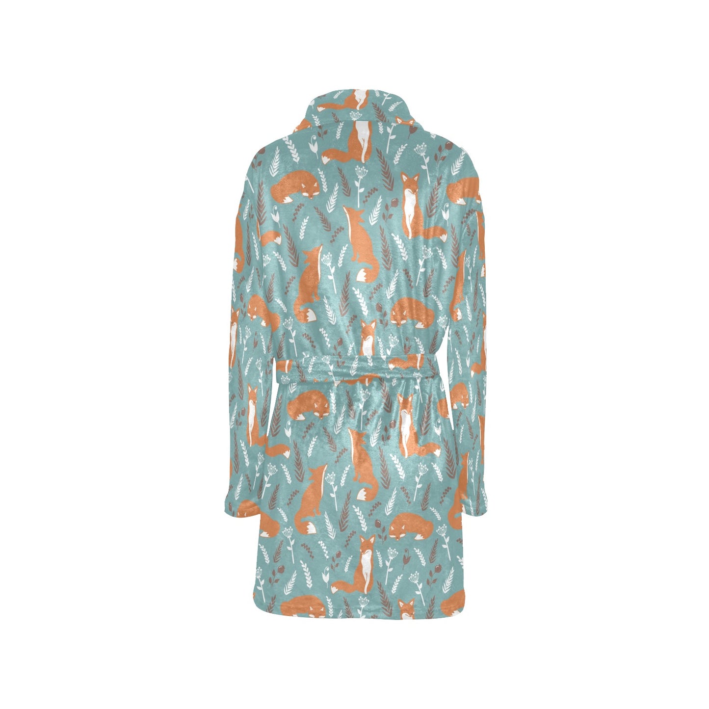 Fox Forest Print Pattern Women's Fleece Robe