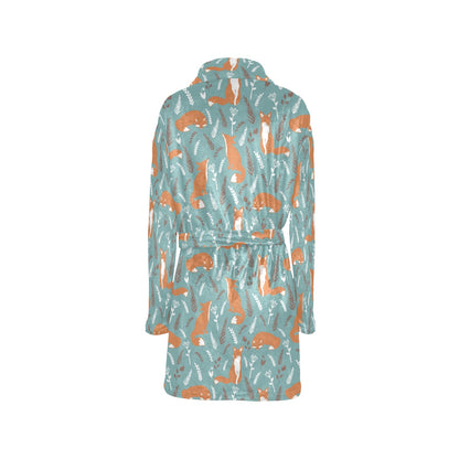 Fox Forest Print Pattern Women's Fleece Robe