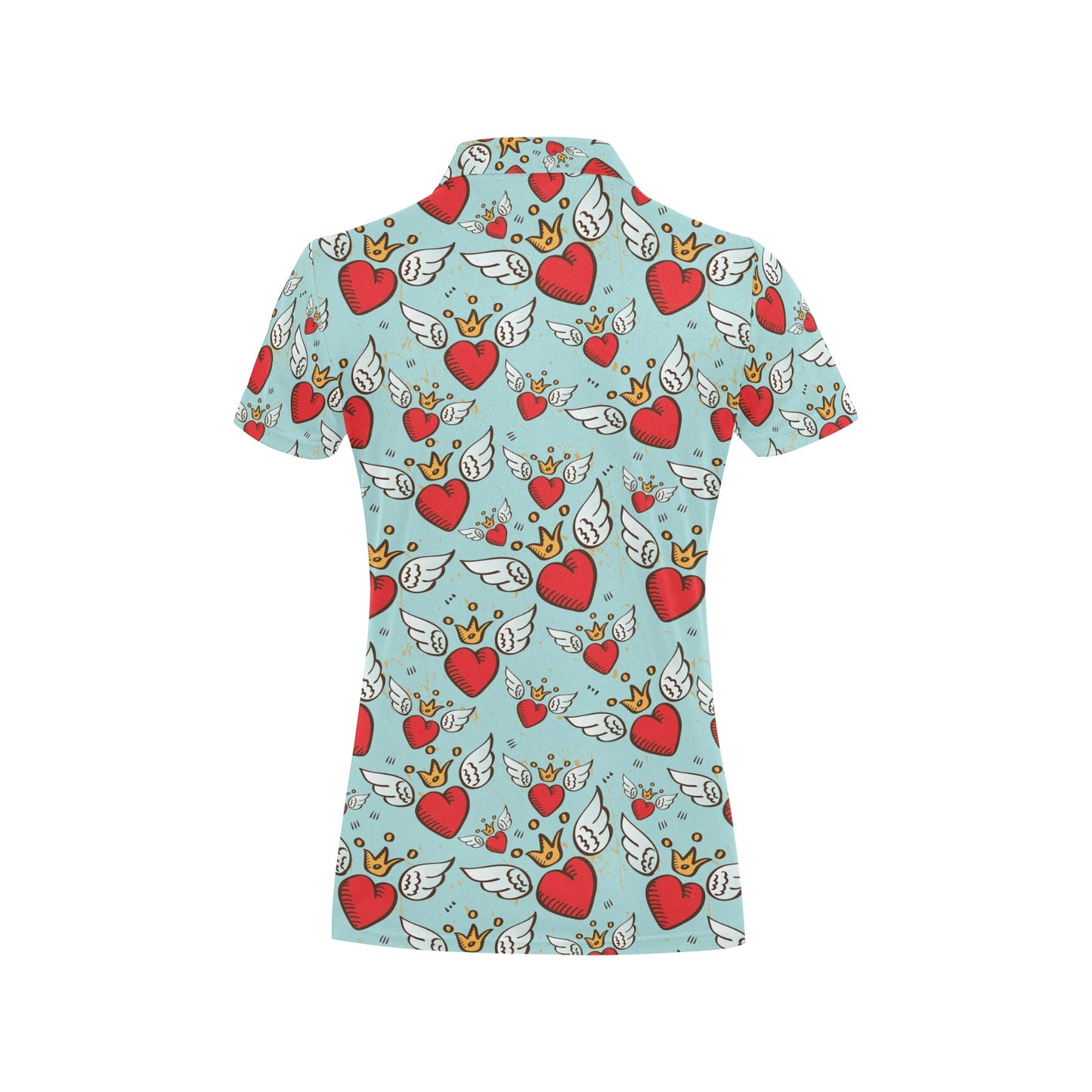 Angel Wings Heart Pattern Print Design 02 Women's Polo Shirt