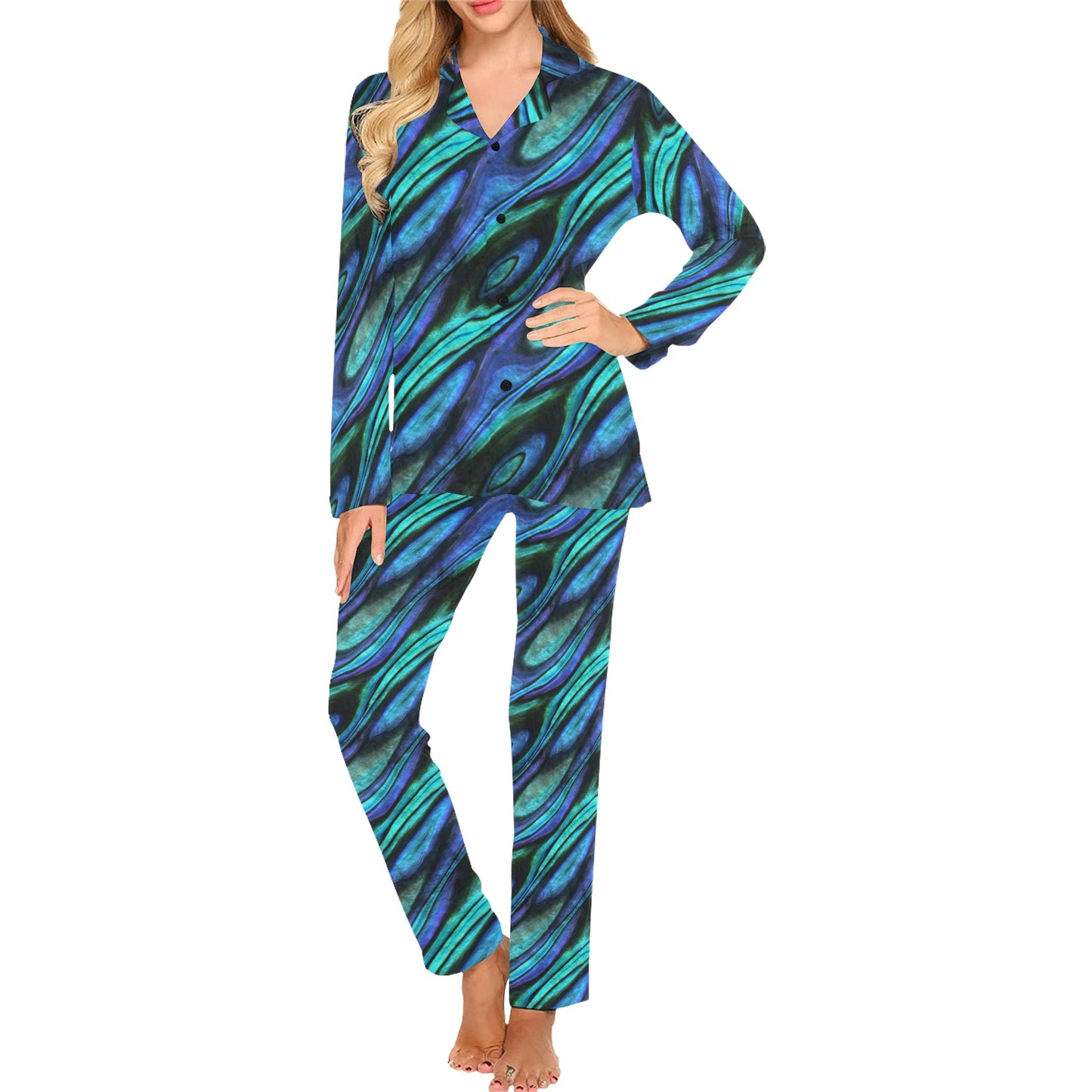 Abalone Pattern Print Design 03 Women's Long Pajama Set