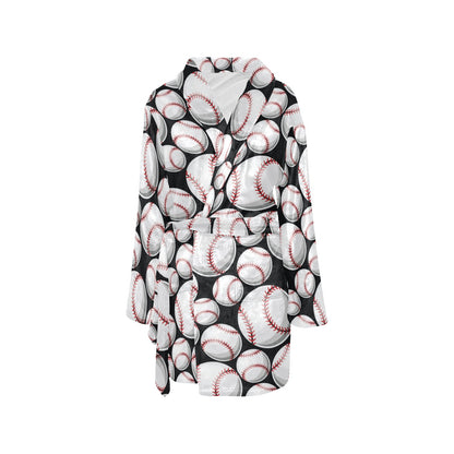 Baseball Black Background Women's Fleece Robe
