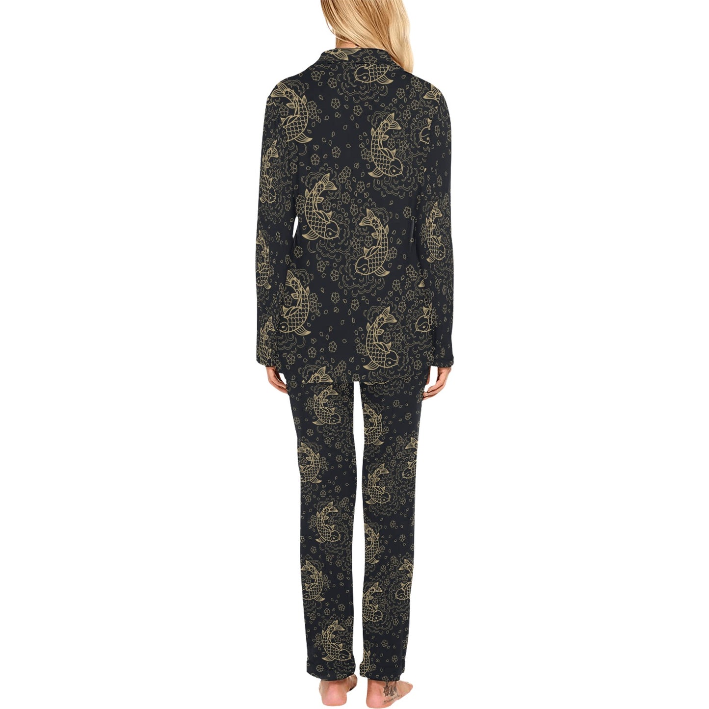 KOI Fish Pattern Print Design 02 Women's Long Pajama Set