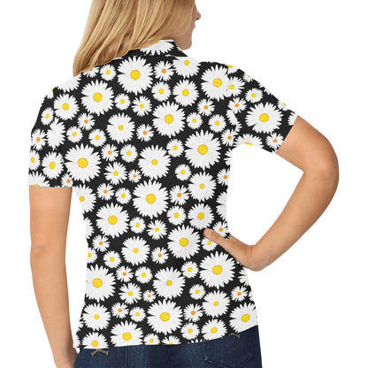 Daisy Pattern Print Design 01 Women's Polo Shirt
