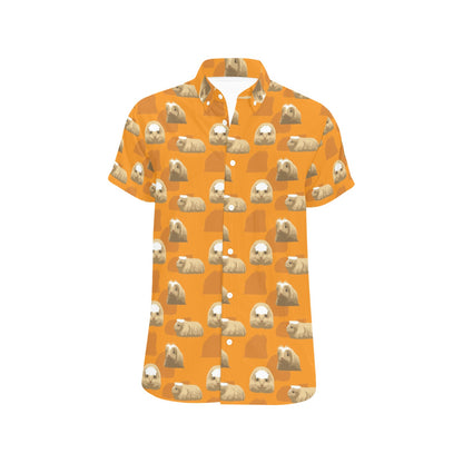 Guinea Pig Print Design LKS403 Men Short Sleeve Button Up Shirt