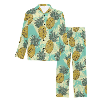 Pineapple Pattern Print Design PP03 Men's Long Pajama Set