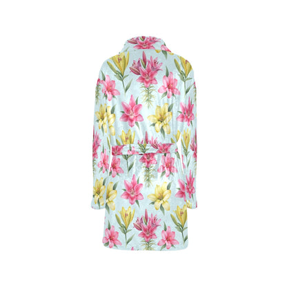 Lily Pattern Print Design LY010 Women's Fleece Robe