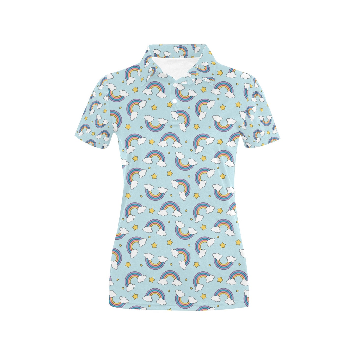 Rainbow Cloud Print Pattern Women's Polo Shirt