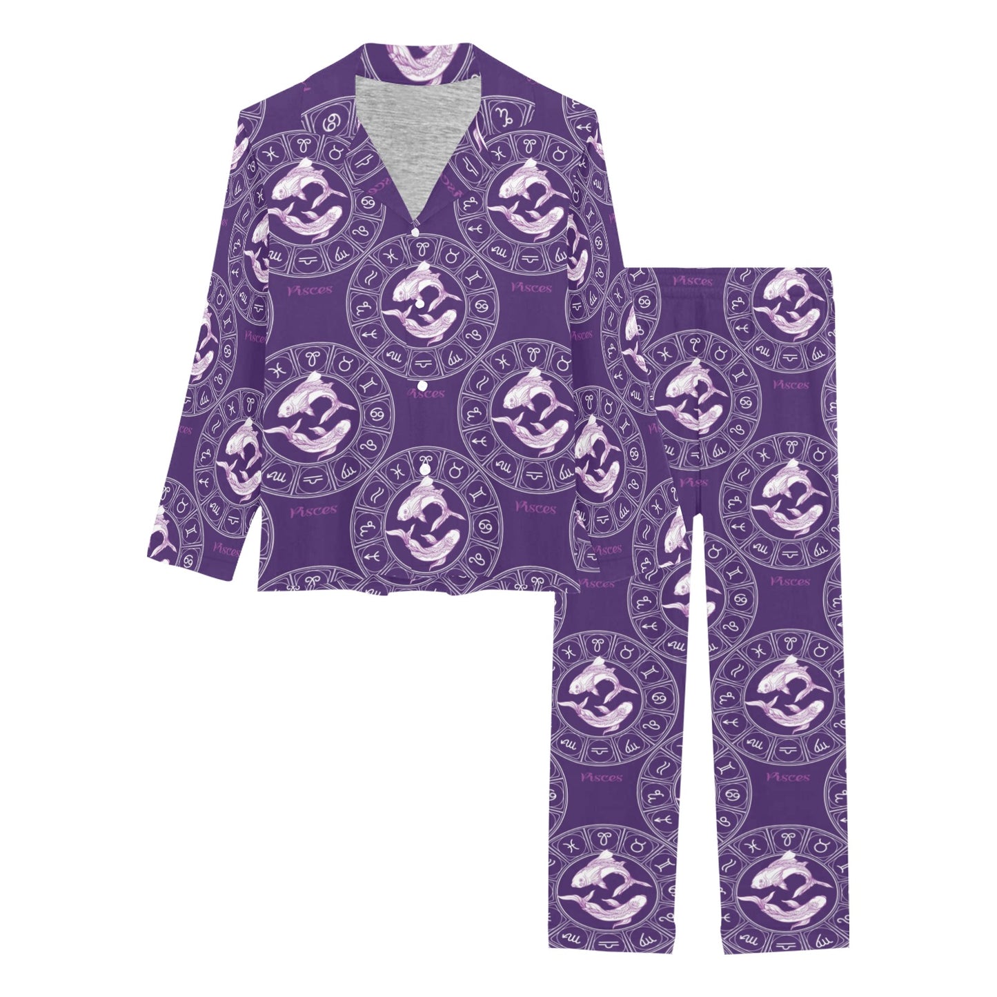 Pisces Pattern Print Design A02 Women's Long Pajama Set