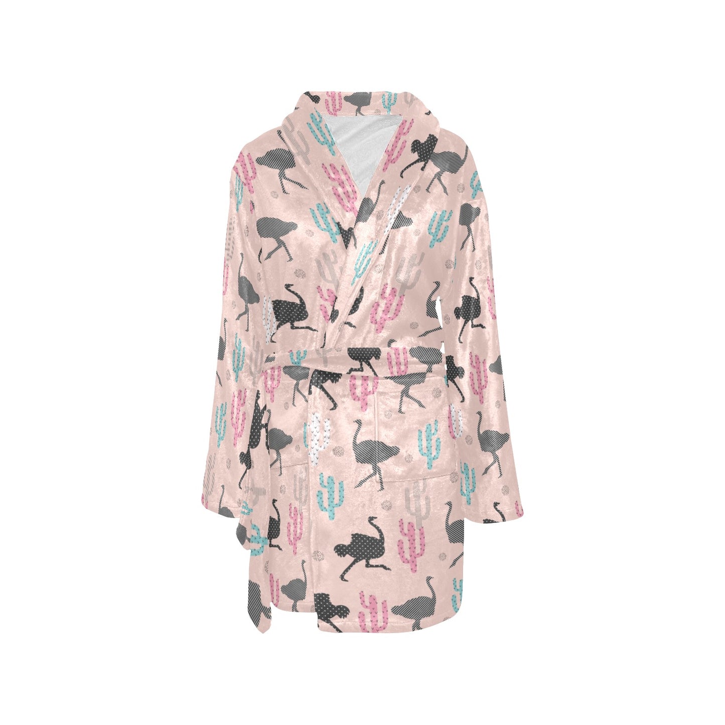 Ostrich Pattern Print Design 03 Women's Fleece Robe