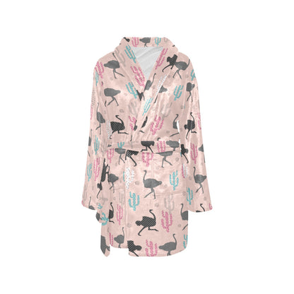 Ostrich Pattern Print Design 03 Women's Fleece Robe