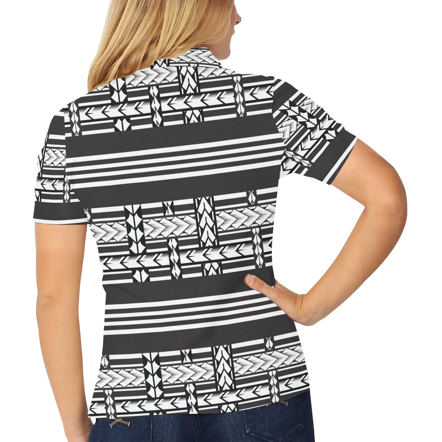 Samoan Tattoo Print Design LKS304 Women's Polo Shirt