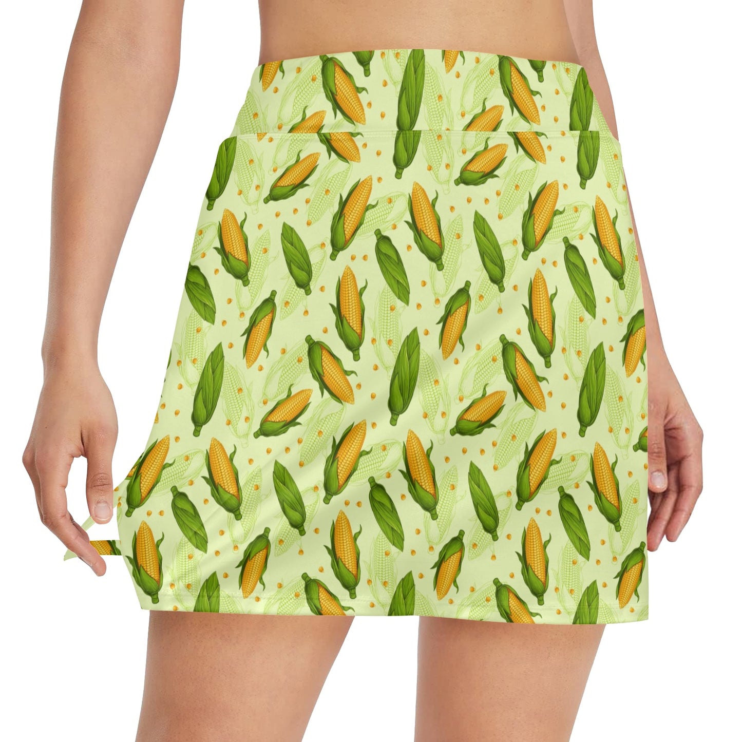 Agricultural Fresh Corn cob Print Pattern 17" Golf & Pickleball Skort with Pockets