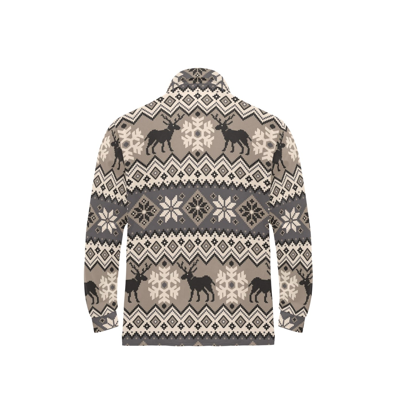 Nordic Pattern Print Design A01 Long Sleeve Polo Shirt For Men's